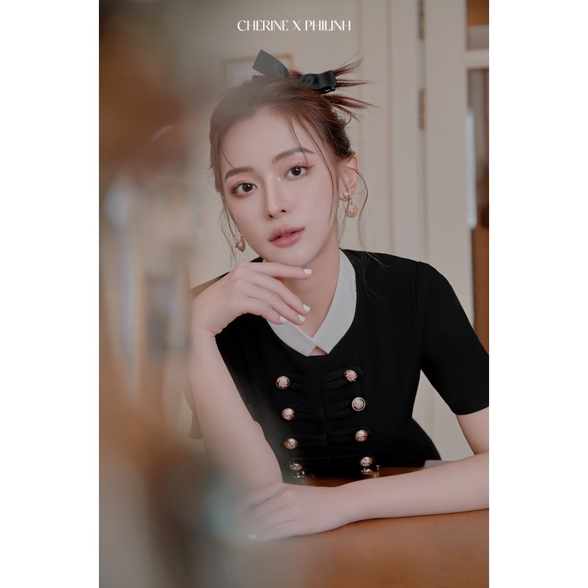 SELINA DRESS -  Váy dài bồng kèm hàng cúc đính tiểu thư nhẹ nhàng by Cherine