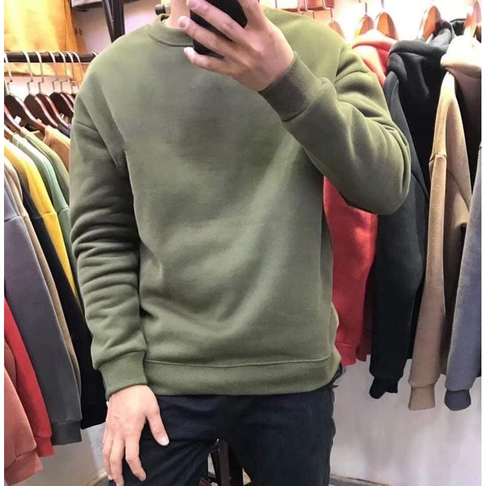 Áo Sweater Áo Thun Nỉ Trơn Cổ Tròn Thời Trang Nam Nữ Unisex Dài Tay Phong Cách Siêu Hot Mọi Thời Đại