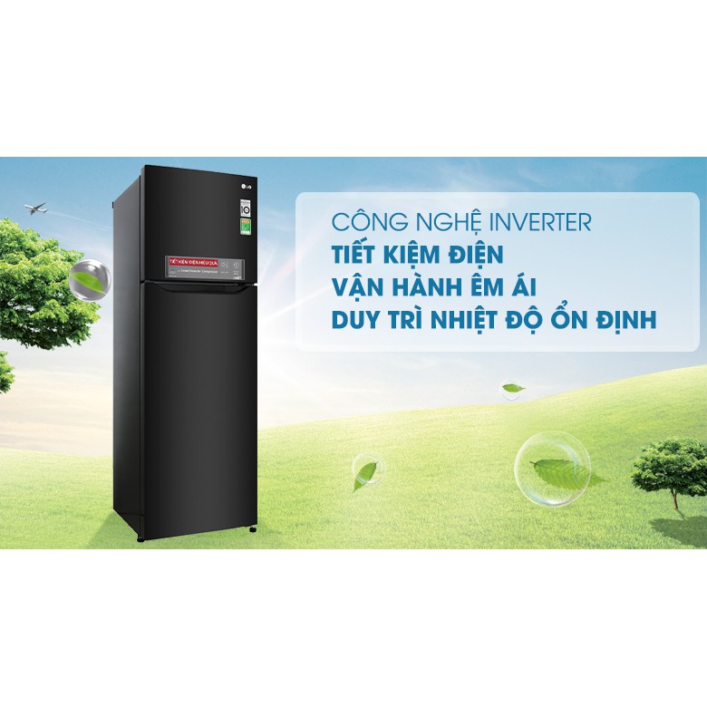 Tủ lạnh LG Inverter 255 lít GN-M255BL - Công nghệ làm lạnh đa chiều, Khử mùi Nano Carbon