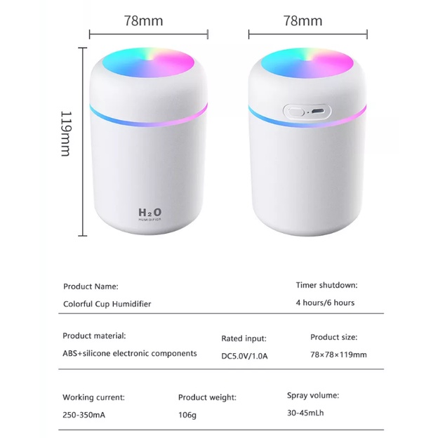 Máy khuếch tán tinh dầu Tạo Độ Ẩm Bằng Sóng Siêu Âm Tiện Dụng Cho Nhà Và Xe Hơi