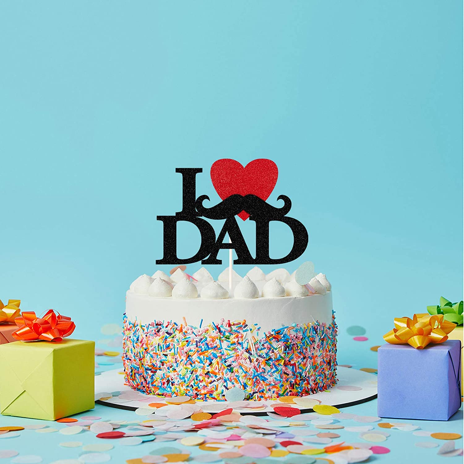 Topper cắm trang trí bánh kem hình chữ I Love Dad