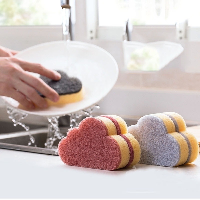 Miếng Bọt Biển Rửa Chén Hai Mặt Hình Đám Mây Hoạt Hình Dễ Thương