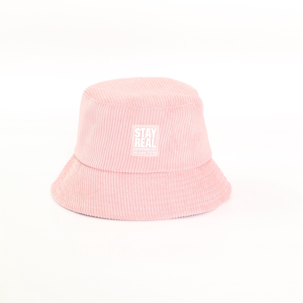 Mũ bucket ❤️ Nón tai bèo vành cụp thêu chữ stay real form unisex BK12 nhung tăm Ulzzang Thời trang AROMA siêu hot