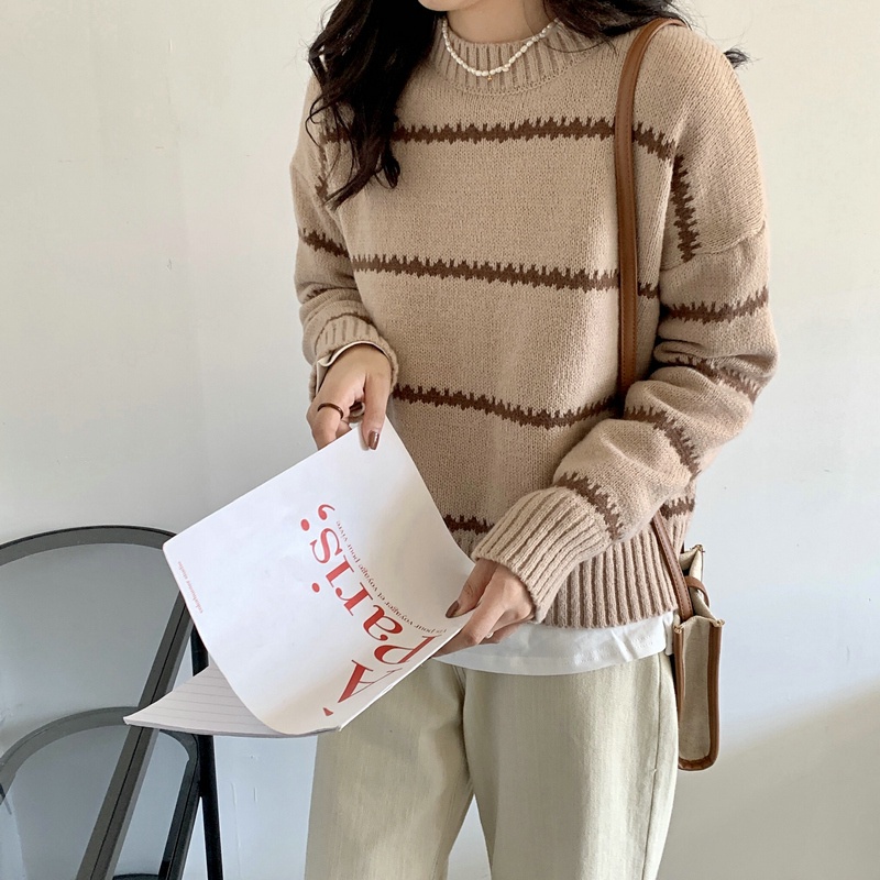 SUXI Áo sweater dài tay dáng rộng thiết kế mới thời trang theo phong cách hàn quốc cho nữ