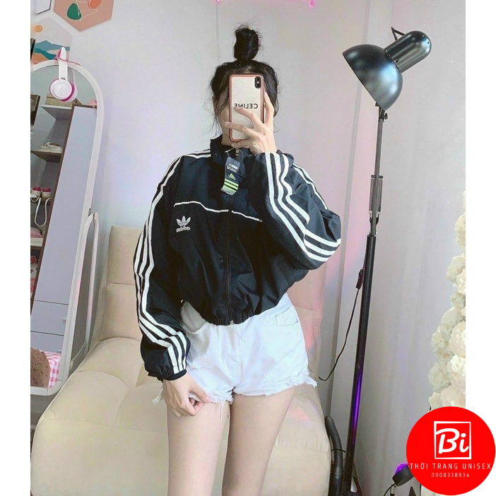 AK70_Áo Khoác Dù Nữ Dáng Lửng 2 Lớp_Bo Tay Cổ Lai Áo Bằng Len Dệt Kim Sang Trọng_Lót Trong Vải Dù Miro Xịn Mát Ko Bí Hơi