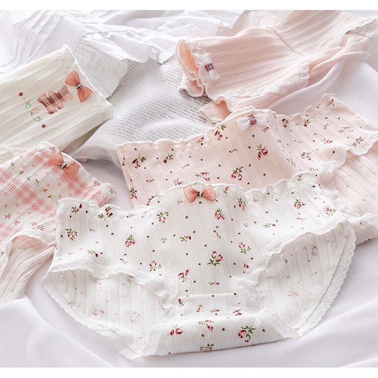 Quần lót nữ cotton gân tăm cao cấp hoa hồng 1718