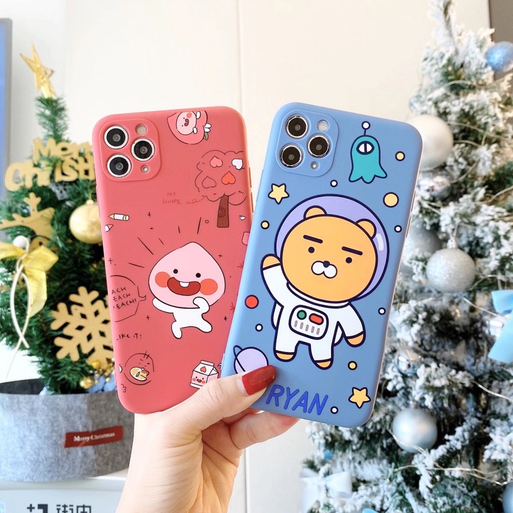 Kakao Ốp điện thoại TPU mềm màu trơn chống trầy xước Iphone X XR XS max 7 8Plus 11 11promax Ốp iphone Ốp lưng Chống sốc