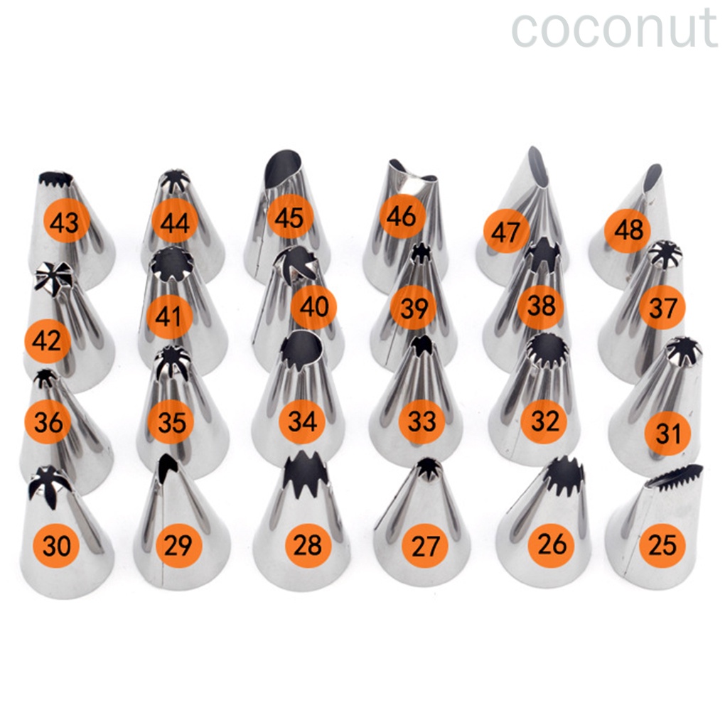 Set 10 đuôi bắt bông kem trang trí bánh bằng thép không gỉ có thể tái sử dụng