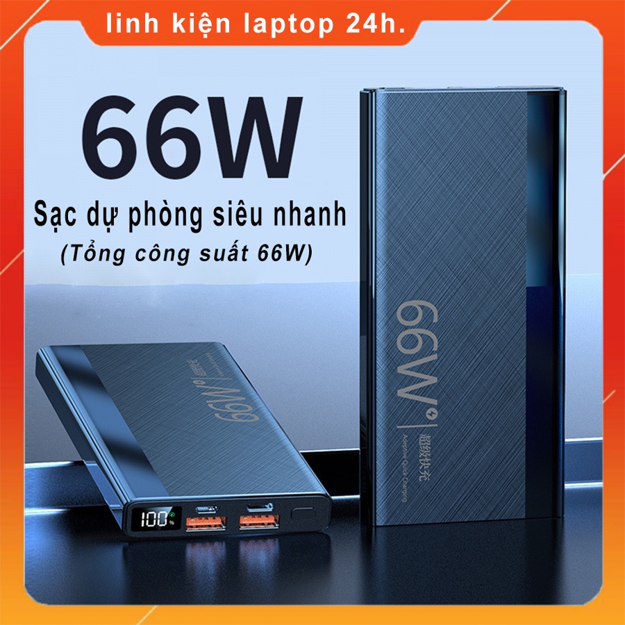 Sạc dự phòng siêu nhanh 66W, dung lượng lớn 20000mAh 30000mAh 50000mAh 3 đầu ra cáp Type-C, Sạc Nhanh PD20W