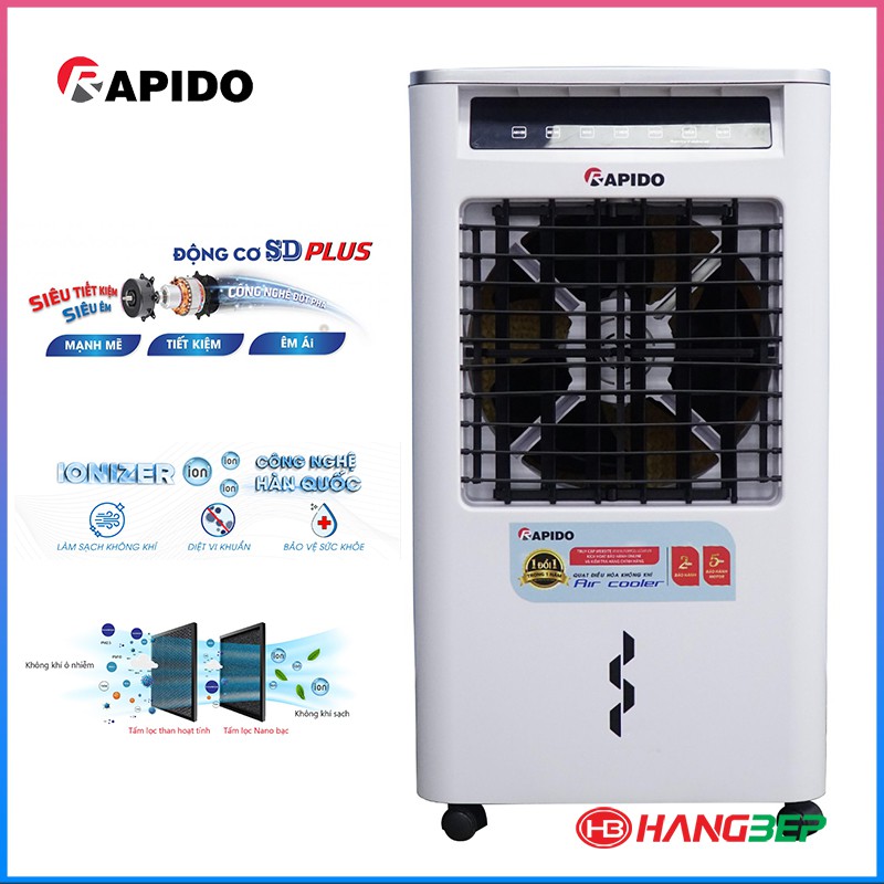 [Mã ELHA22 giảm 6% đơn 300K] Quạt điều hòa không khí Rapido Turbo 3000-M (1 đổi 1 trong năm đầu)