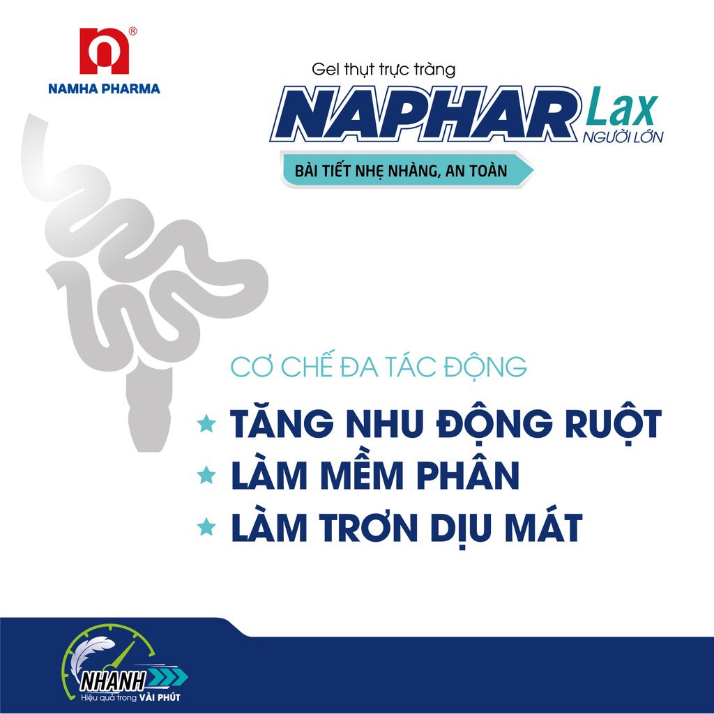 [HỘP 06 TUÝP] Gel thụt táo bón Naphar Lax Người lớn, Tuýp 8gr