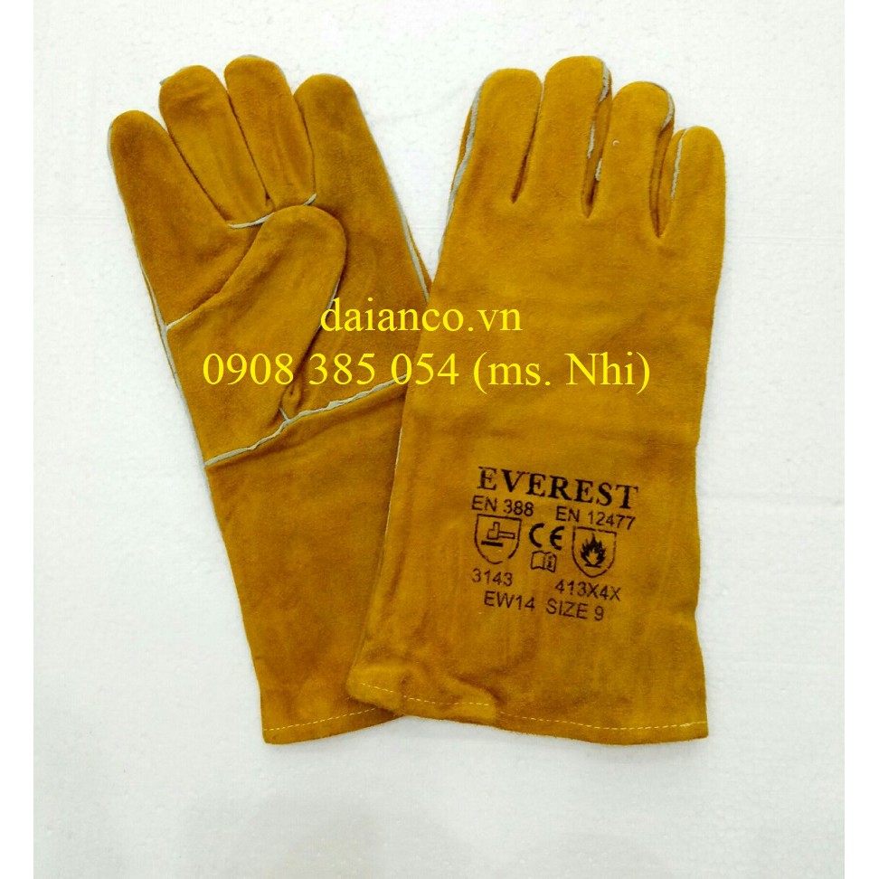 Găng tay da hàn EW14 - chống nóng, chịu nhiệt, chống mài mòn- Hình thật, có sẵn