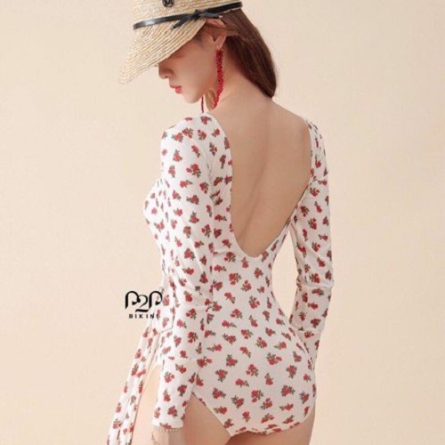 P2P BIKINI - Monokini tay dài, đắp chéo vạt buộc nơ - MN450_HN