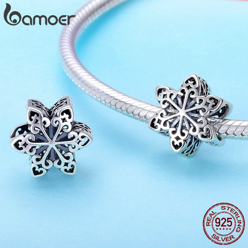 Hạt charm Bamoer hình hoa tuyết đơn giản sáng tạo