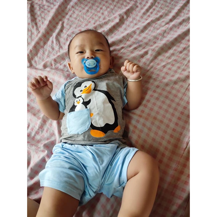 Bộ Cộc Tay Thun Lạnh Minky Mom Bé Trai, Bé Gái Size 8-18kg 💖 Bộ Ngắn Tay Chim Cánh Cụt Bé Trai Bé Gái Thun Lạnh Mềm Mát