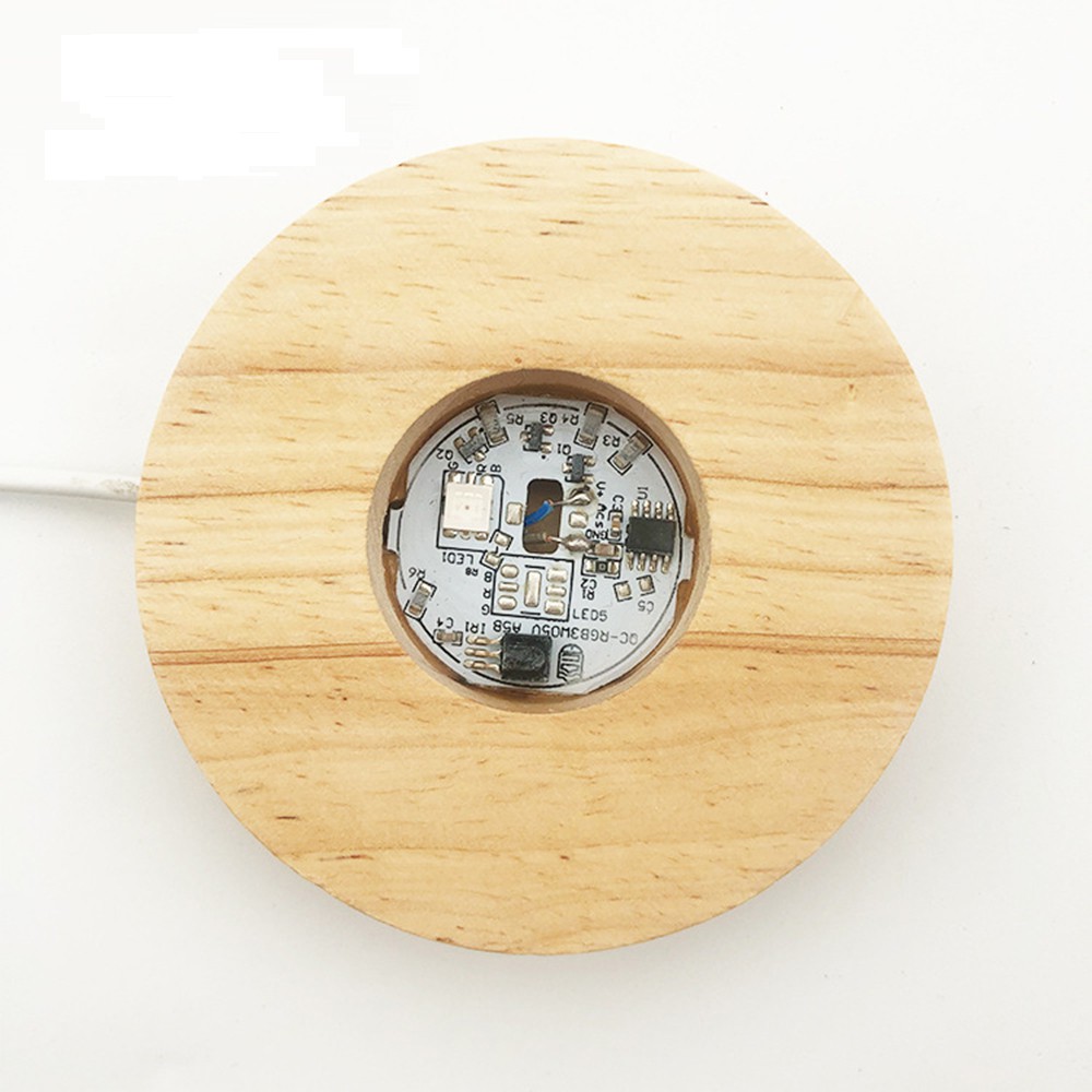 Đế gỗ tròn có đèn led trang trí lãng mạn