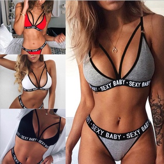 Quần lót áo ngực gợi cảm chữ Châu Âu và Mỹ ba điểm sâu v phù hợp với bikini đi biển đồ bơi gợi cảm