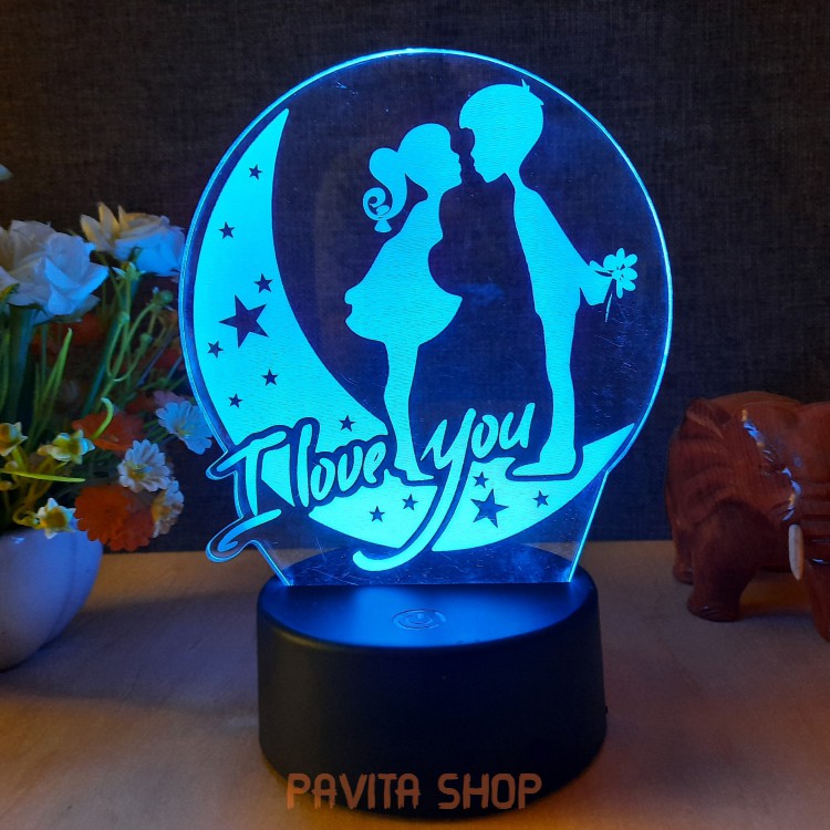 Đèn ngủ led 3d PAVITA cặp đôi, quà tặng sinh nhật độc đáo, ý nghĩa cho bạn gái, bạn trai, đèn để bàn trang trí đẹp