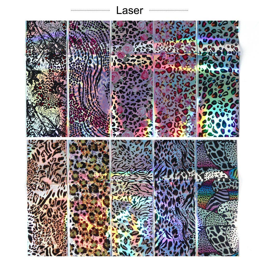 Set 10 Tấm Decal Màu Holographic Dán Móng Nghệ Thuật