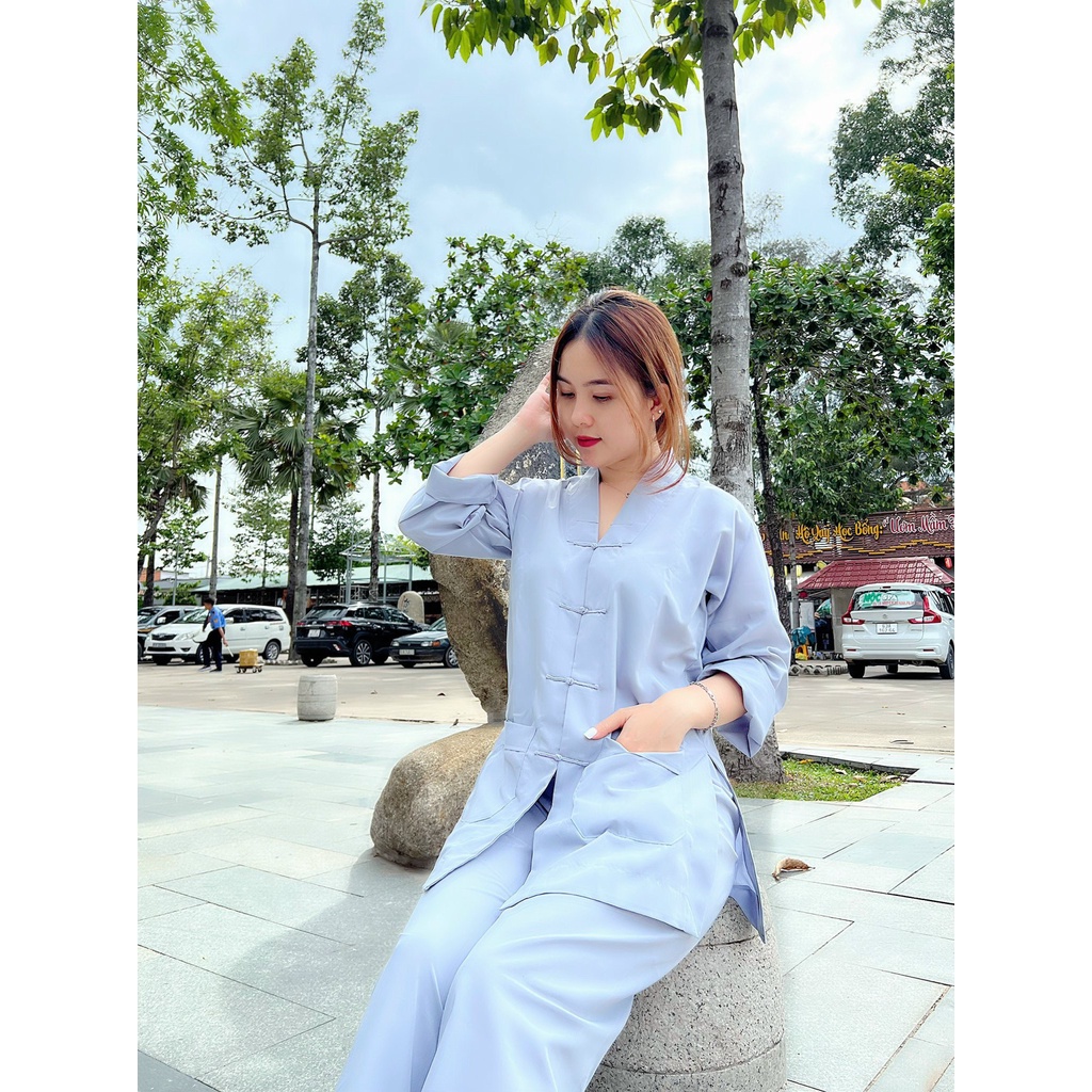 Áo Lam đi Chùa - Mẫu La Hán , Chất Vải KaTe, Mềm Mịn, đẹp từ chất liệu vải đến đường kim mũi chỉ