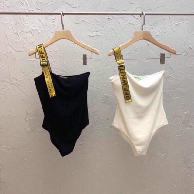 [BKN504] &lt;BRAND&gt; BODYSUIT OFFW QUAI VÀNG ĐEN/TRẮNG