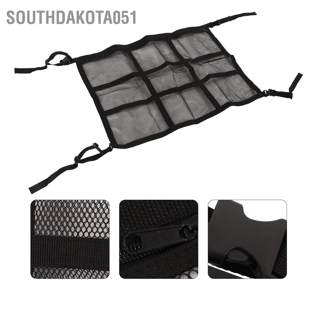 [Hàng Sẵn] Túi Lưới Đựng Đồ Treo Trần Xe Ô Tô Có Khóa Kéo 【Southdakota051】
