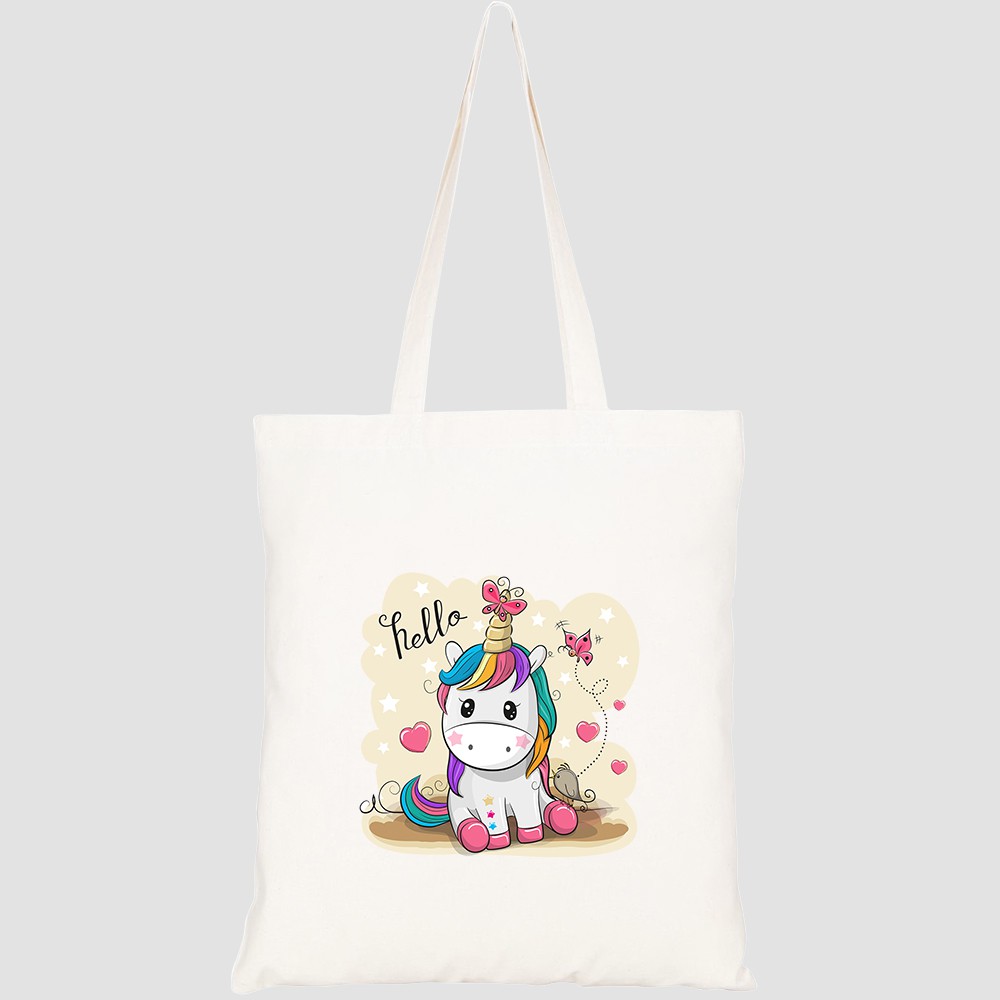 Túi vải tote canvas HTFashion in hình cute cartoon unicorn butterflies bird HT334