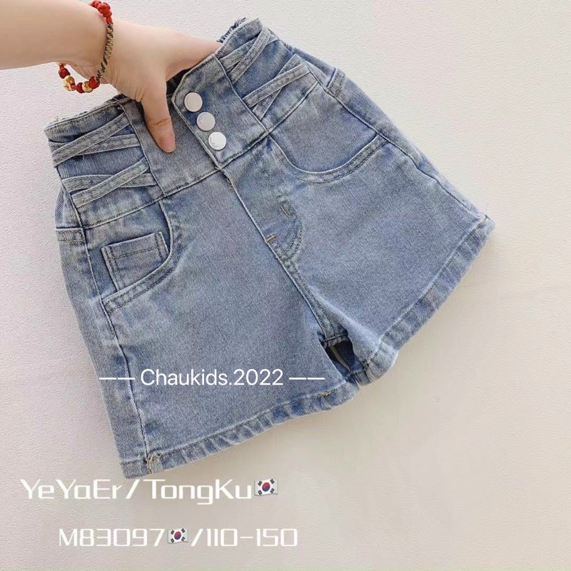 Quần short kaki bò dây rút cho bé gái size đại phong cách