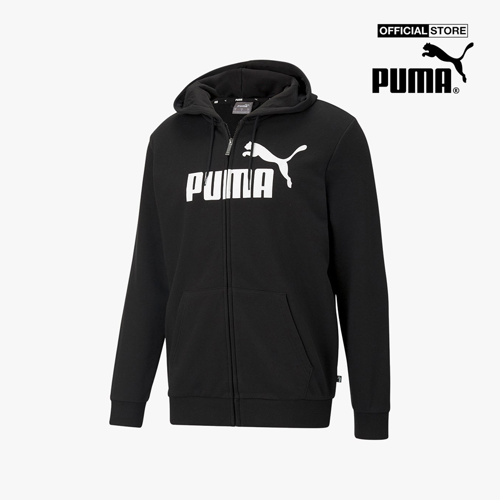 PUMA - Áo hoodie nam phối zip Essentials Big Logo 586700-01