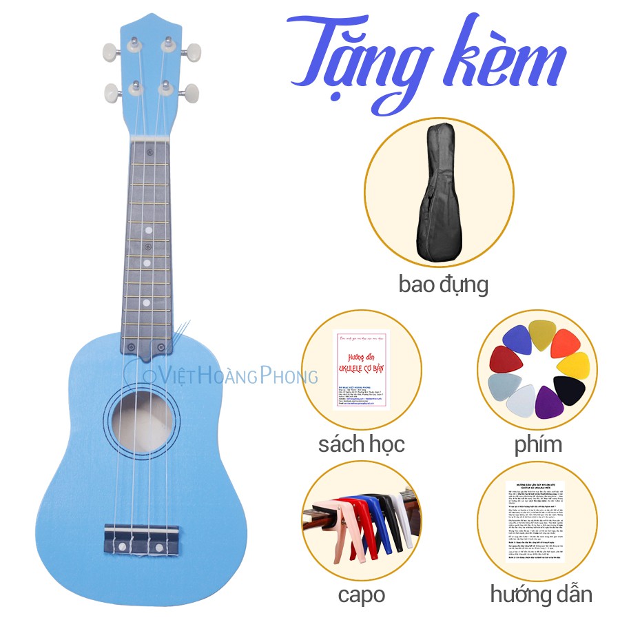 [NEW] Đàn Ukulele Soprano Gỗ (CẦN NHỰA) + Tặng 4 phụ kiện ( Bao, Tài liệu đàn Ukulele, Phím, Capo) - [Việt Hoàng Phong]