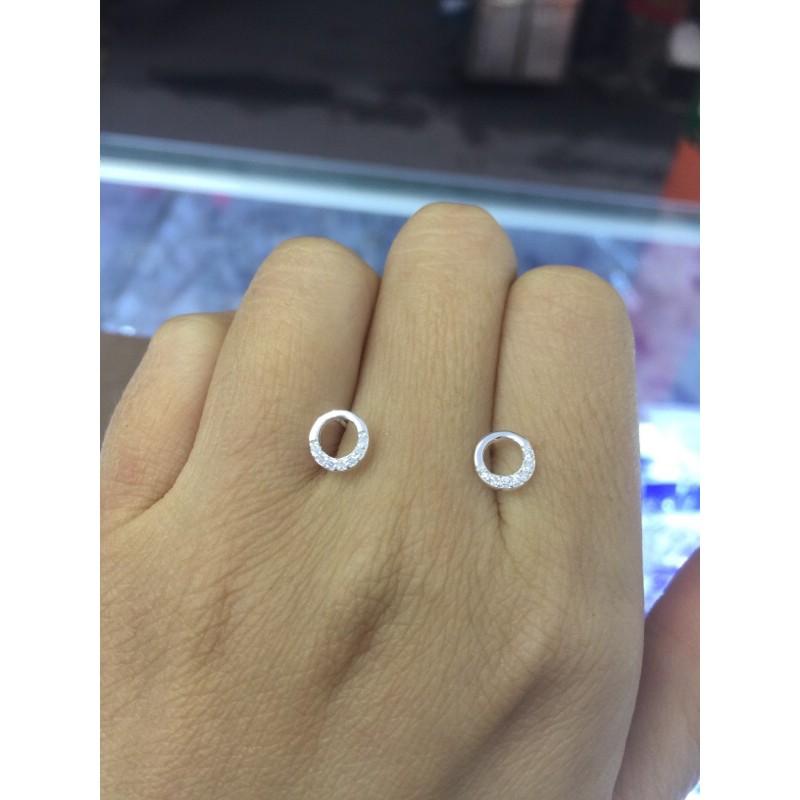 Khuyên tai nụ tròn đính đá huyền thoại biển xanh mini (nhỏ) bạc đẹp NGỌC MẬU
