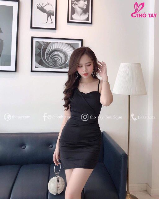 Đầm body dự tiệc lệch vai xếp ly kèm mút siêu sang | BigBuy360 - bigbuy360.vn