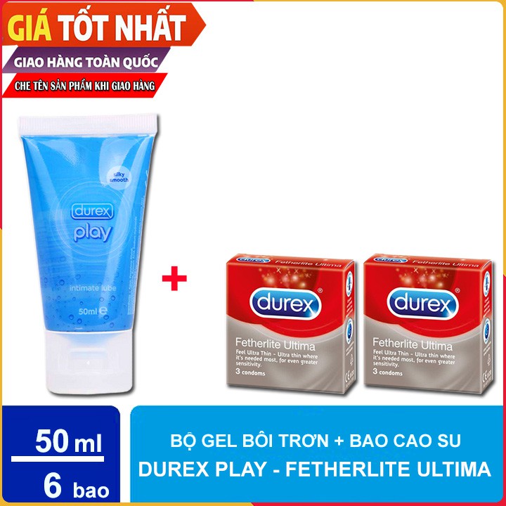 [Combo] 🍄 Bao Cao Su Durex Fetherlite Ultima Siêu Mỏng  (Hộp 3 Bao) 🍄 Gel bôi trơn Durex Play 50 ml [HÀNG CHÍNH HÃNG]