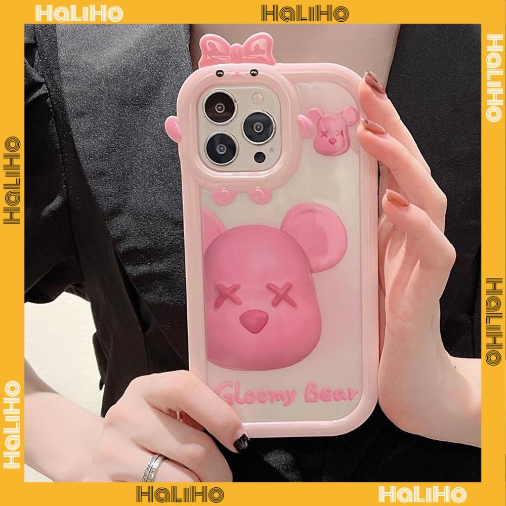 iPhone Case Silicone Soft Case Clear Case Airbag Shockproof Protection Camera Shiny Feel Pink Bear Cartoon Compatible For iPhone 11 Pro Max 13 Pro Max 12 Pro Max 7Plus xr XS Max