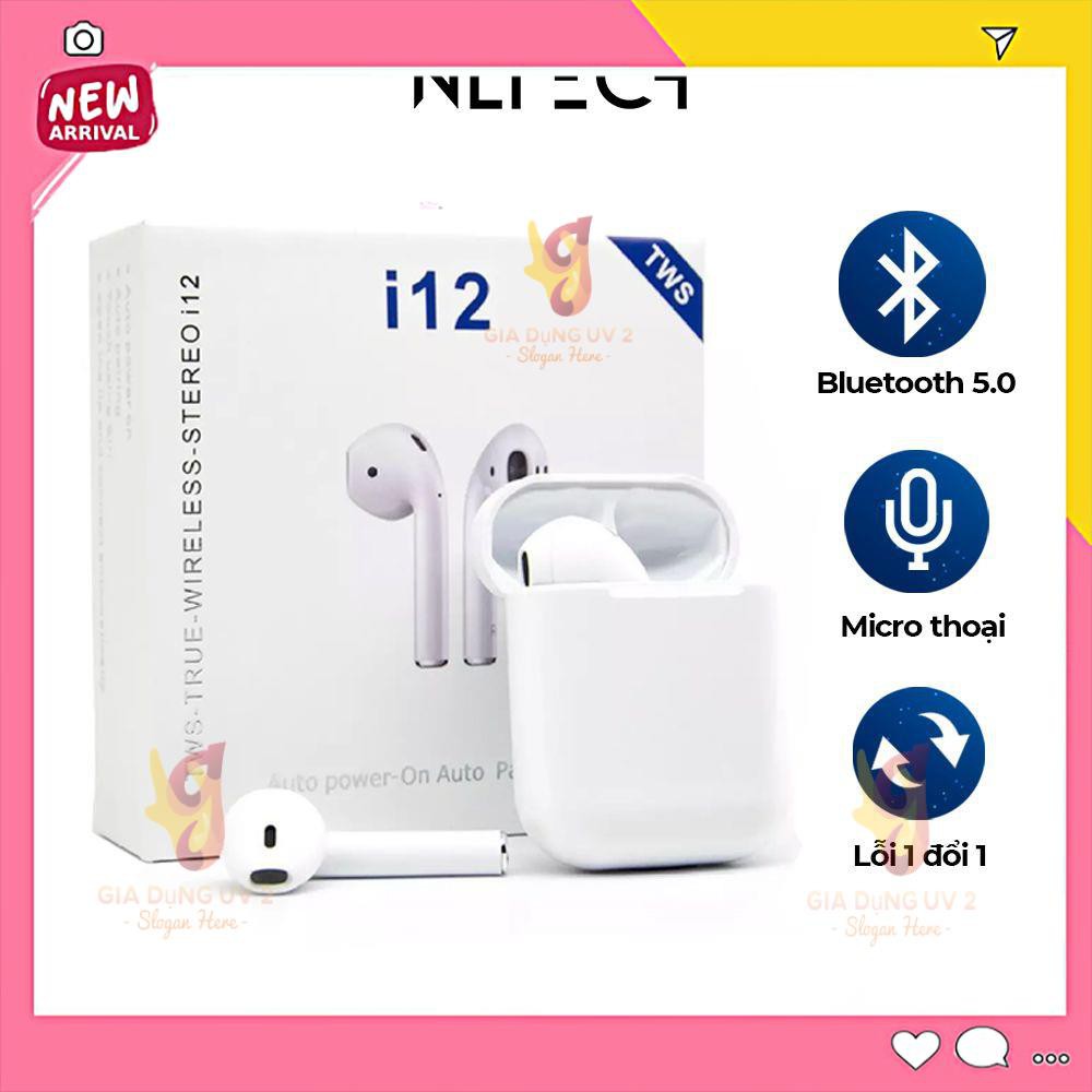 Tai nghe bluetooth i12, Iphone, Samsung, Xiaomi không dây thế hệ mới, dùng nhiều dòng điện thoại khác nhau