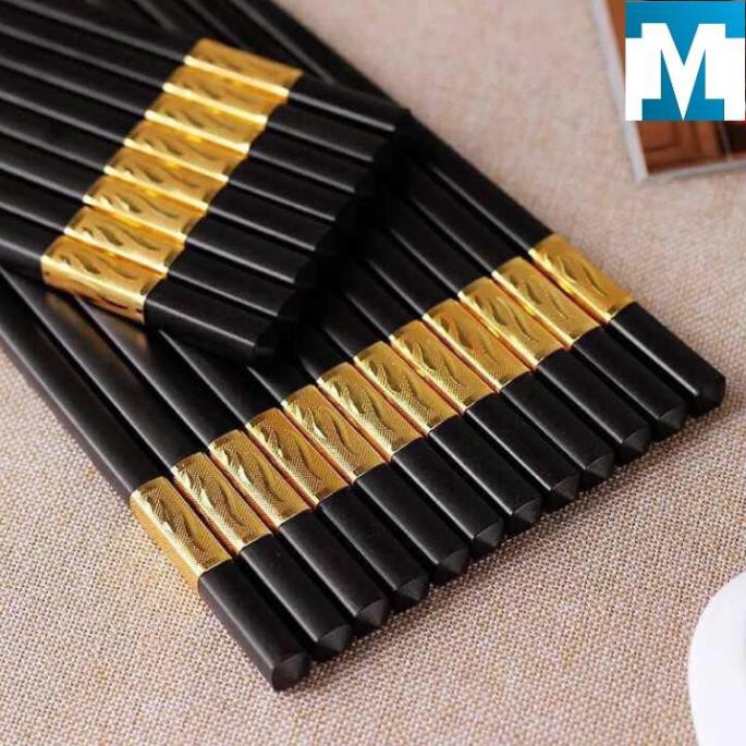Bộ 10 đôi đũa kháng khuẩn mạ vàng kiểu Nhật