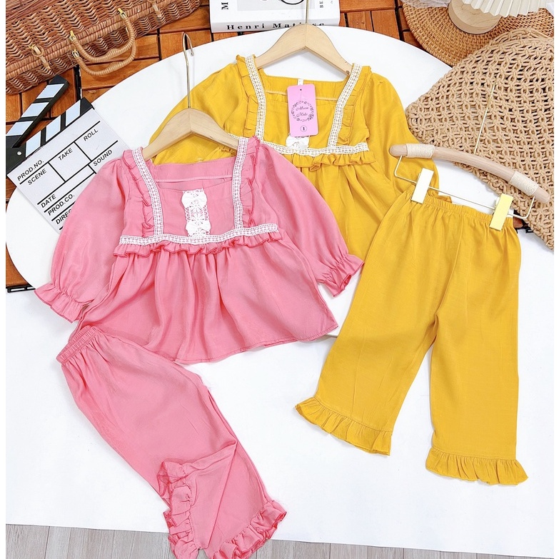 Bộ đồ ren ngực dài tay cho bé gái từ 8-20kg