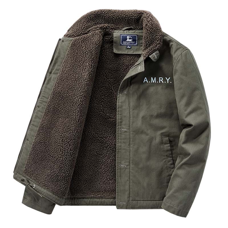 Áo Khoác cotton Lót Nhung Dày Dặn Dáng Rộng Thời Trang Mùa Đông Cho Nam