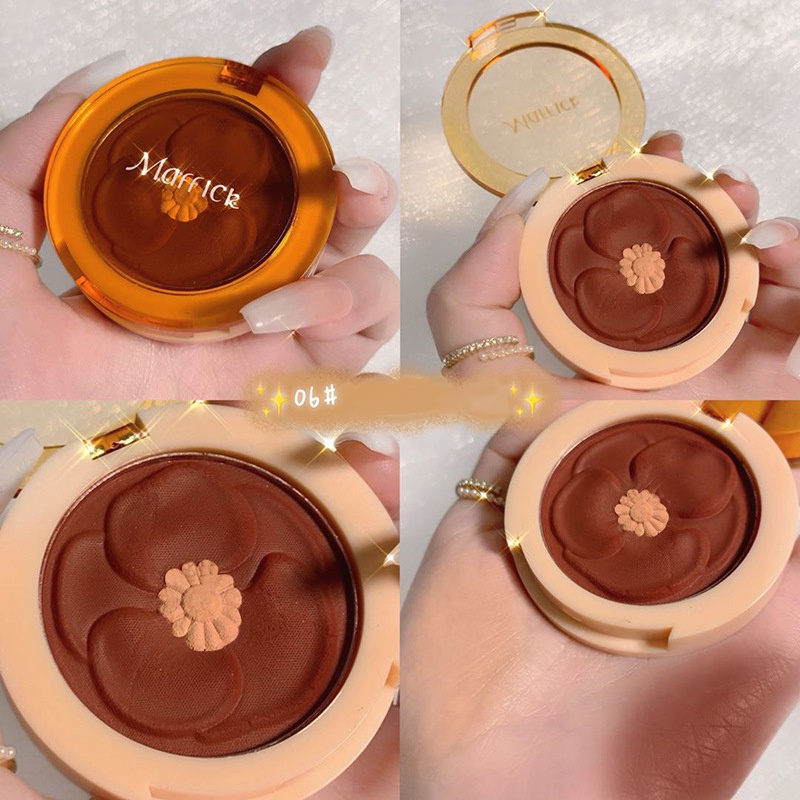 6 Colors Flower Carving Peach Pallete Face Blush Brightens Mineral Pigment Shining Blusher Face Makeup Cosmetic YD