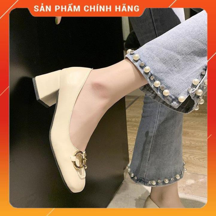 Giày cao gót mũi vuông thời trang đế dày 5cm cho phái nữ i1