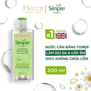 Nước Hoa Hồng Simple Toner Làm Dịu và Cân Bằng Độ Ẩm Cho Da - Lành Tính 200ml