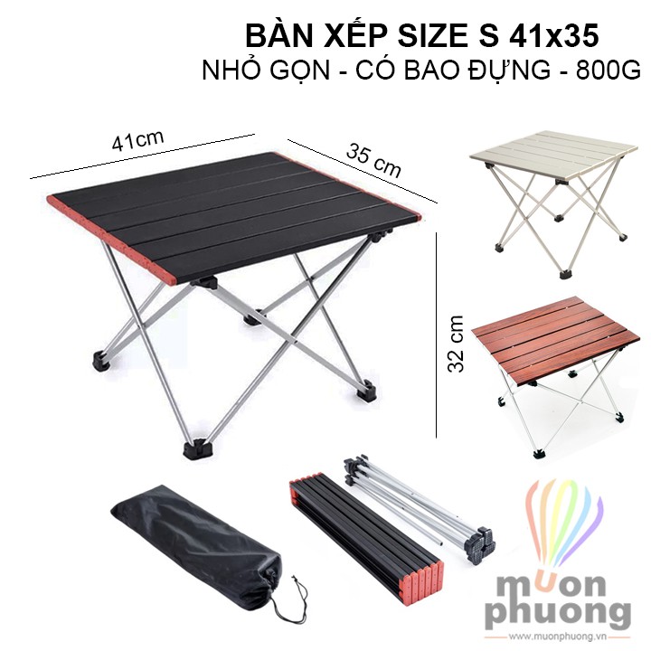 [FRSHIP 70K] Bàn nhôm xếp size S 41x35 dã ngoại cắm trại siêu nhẹ - MUÔN PHƯƠNG SHOP