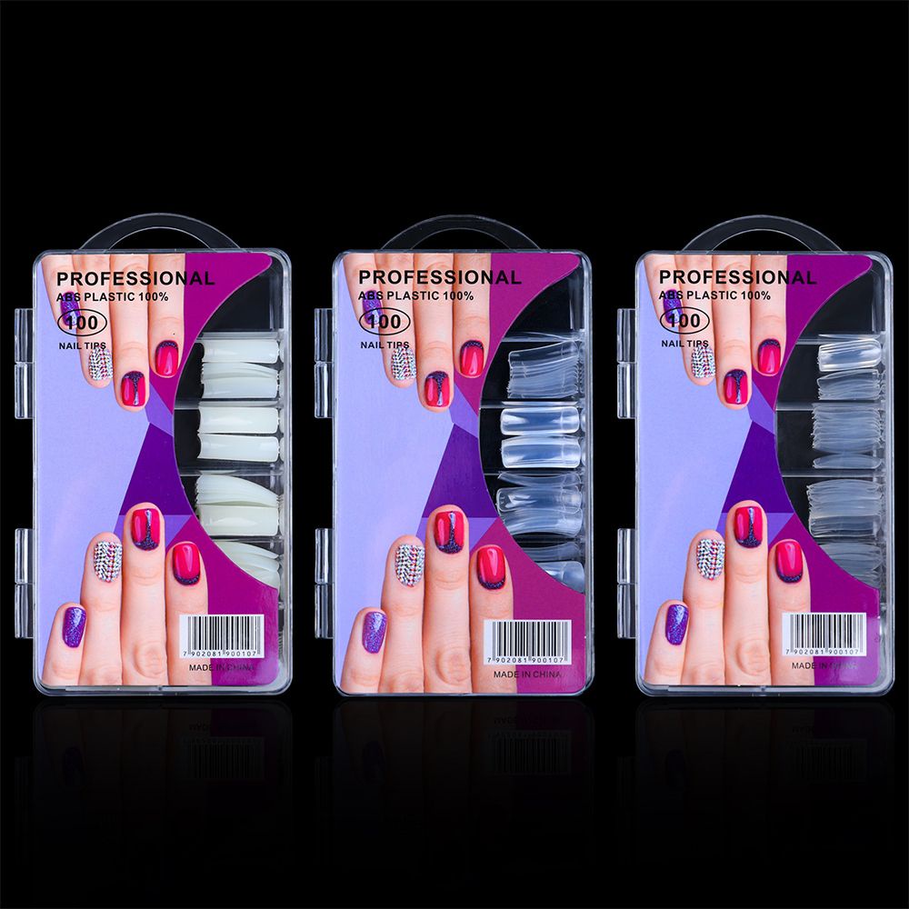 [Hàng mới về] Set 100 móng tay giả trong suốt bằng acrylic chuyên dụng làm đẹp cho nữ