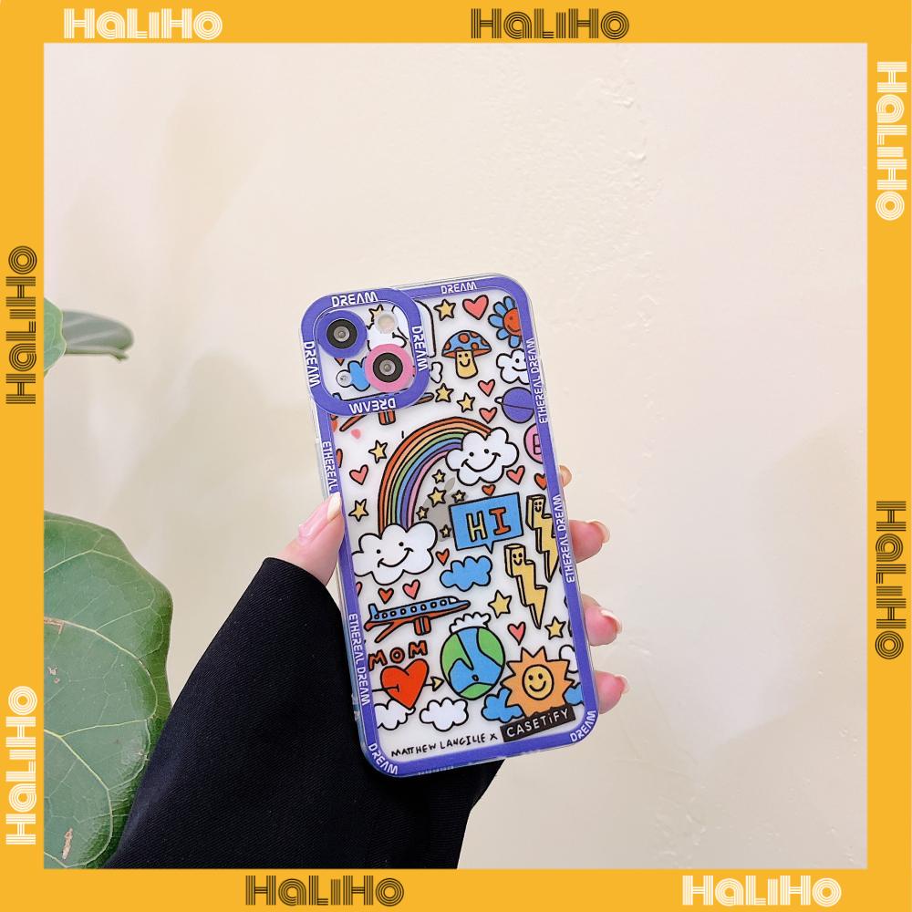 iPhone Case Silicone Soft Case TPU Clear Case Angel Eye Protection Camera Shockproof Rainbow Cloud Smiley For iPhone 13 Pro Max iPhone 12 Pro Max iPhone 11 iPhone 7 Plus