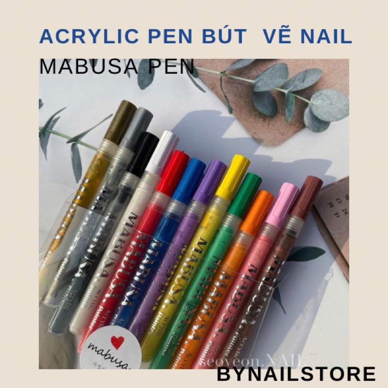 [Mabusa] Bút nước thần kì Acrylic pen Hàn Quốc vẽ mọi bề mặt (12 màu)