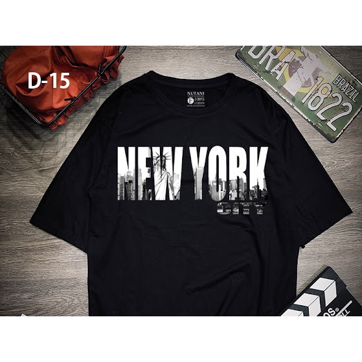 ÁO THUN UNISEX NAM-NỮ FORM RỘNG-TAY LỠ IN 3D NEW YORK SIZE >75KG, COTTON 75%, AT49 | BigBuy360 - bigbuy360.vn