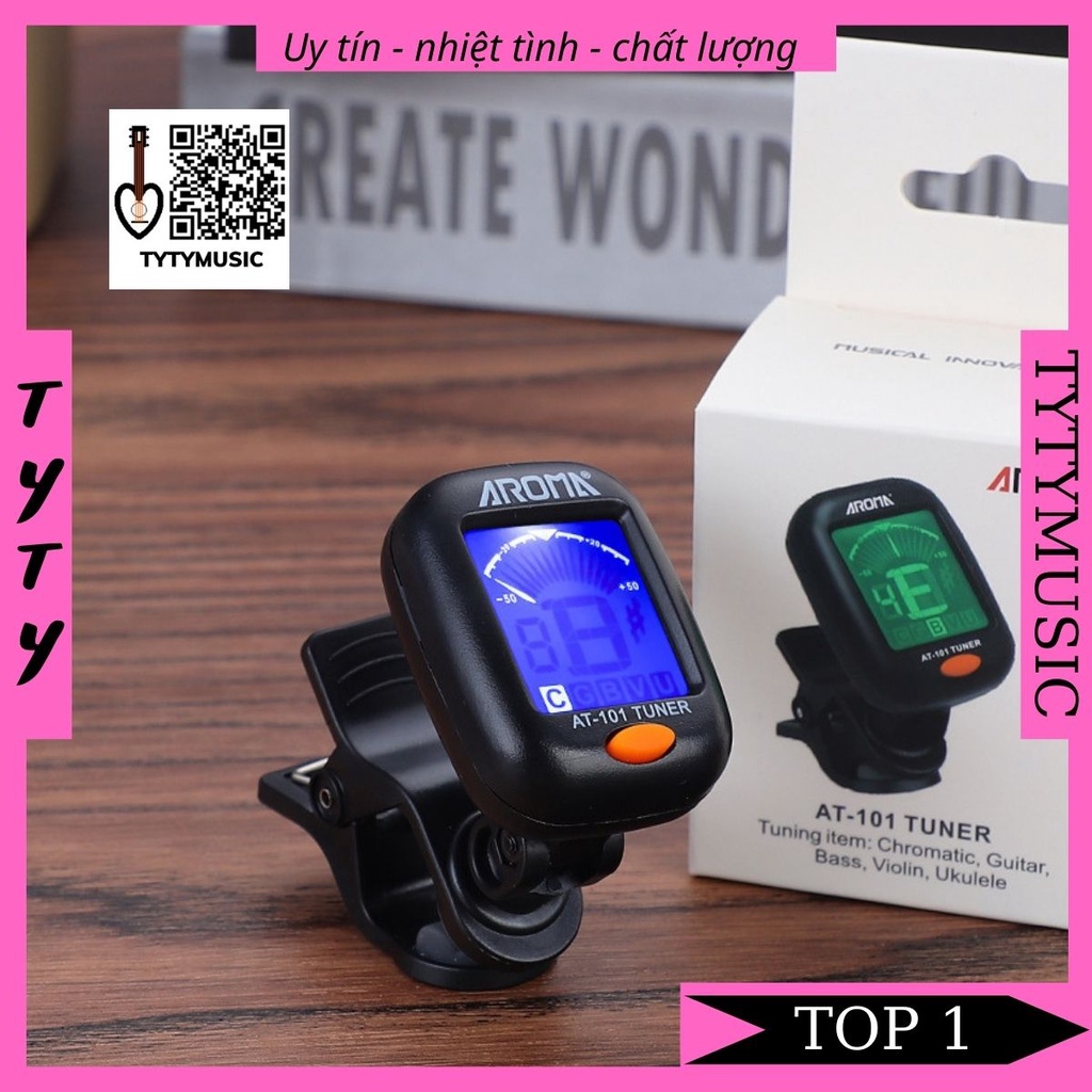 Tuner guitar chỉnh âm thanh đàn Guitar Ukulele Violin chính hãng AROMA[tặng kèm pin] TYTYmusic