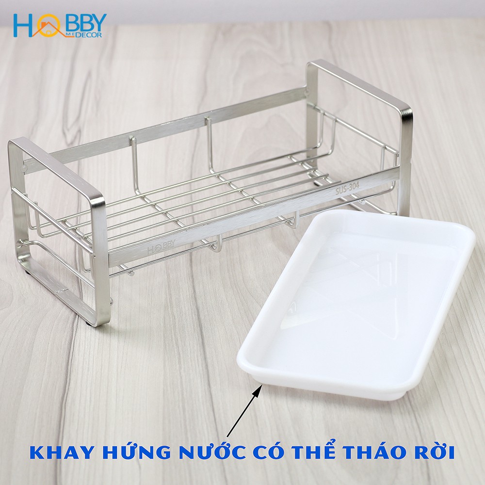 Kệ rổ đựng đồ rửa chén dán tường gạch men Hobby Home Decor KRC6 - mẫu lớn kèm keo dán và miếng dán