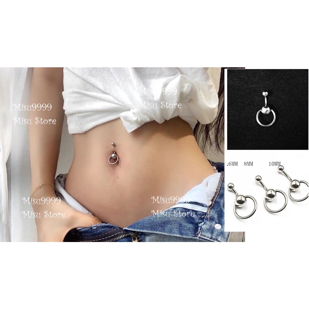 Khuyên rốn titan basic ft vòng Silver