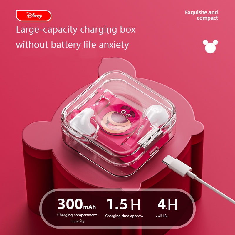 Tai nghe bluetooth không dây LENOVO Disney LK-10 TWS giảm tiếng ồn kèm micro vỏ trong suốt